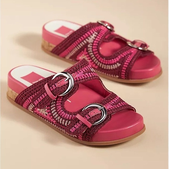 New Dolce Vita Ralli Wedge Sandal Woven Double Strap Slide Pink Sz 8 - Picture 1 of 14
